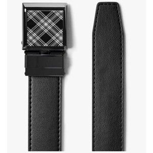 Slidebelts Original brand Men's Black Leather Ratchet Belt Plaid Buckle